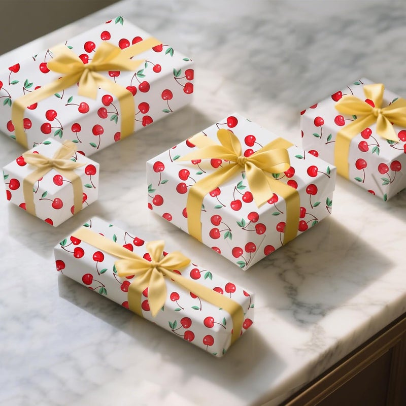 Ethanberg 60 Sheets Gift Wrapping Tissue Paper Bulk, Cherry Fruit Print Tissue Paper for Gift Bags, Decorative Art Papers for DIY Crafts Wedding Birthday Baby Showers Holiday Party Decor, 20x14 Inches - Image 5